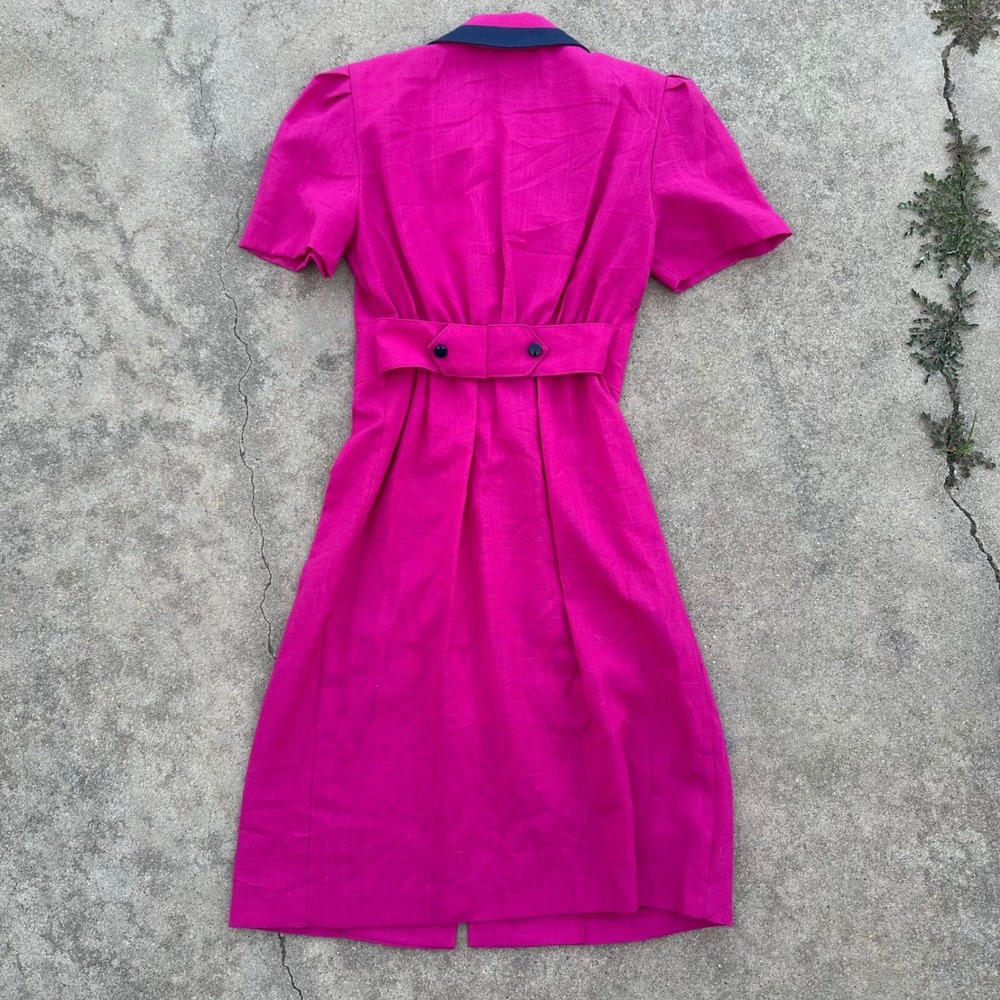 Damon Petite Vintage 80s Dress Double Breasted Pink Career Party Size 4 - Picture 9 of 13